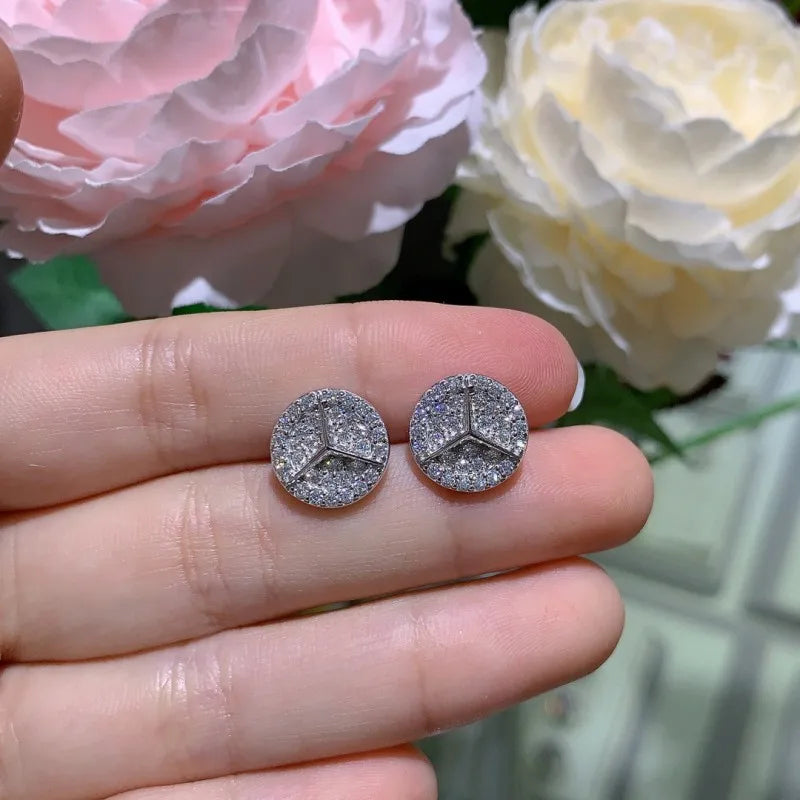 0.8ct Round Star Cut Moissanite D Color Halo Rhodium 925 Sterling Silver Studs