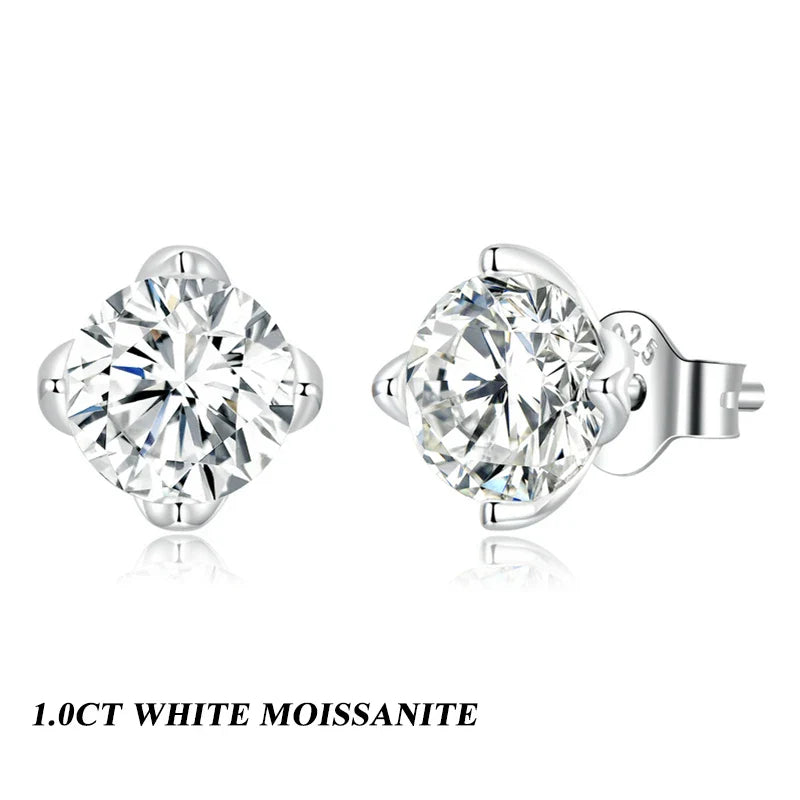 D Color VVS1 1ct Moissanite Stud Earrings 925 Sterling Silver Wedding Gift