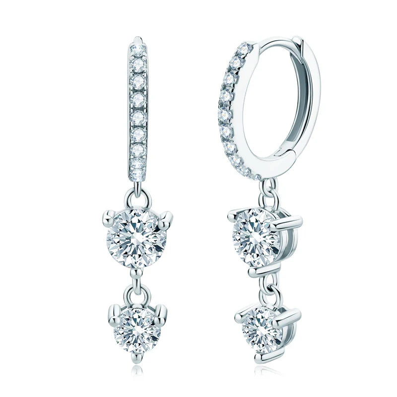 925 Sterling Silver Moissanite Hoop Dangle Earrings For Women Wedding Party