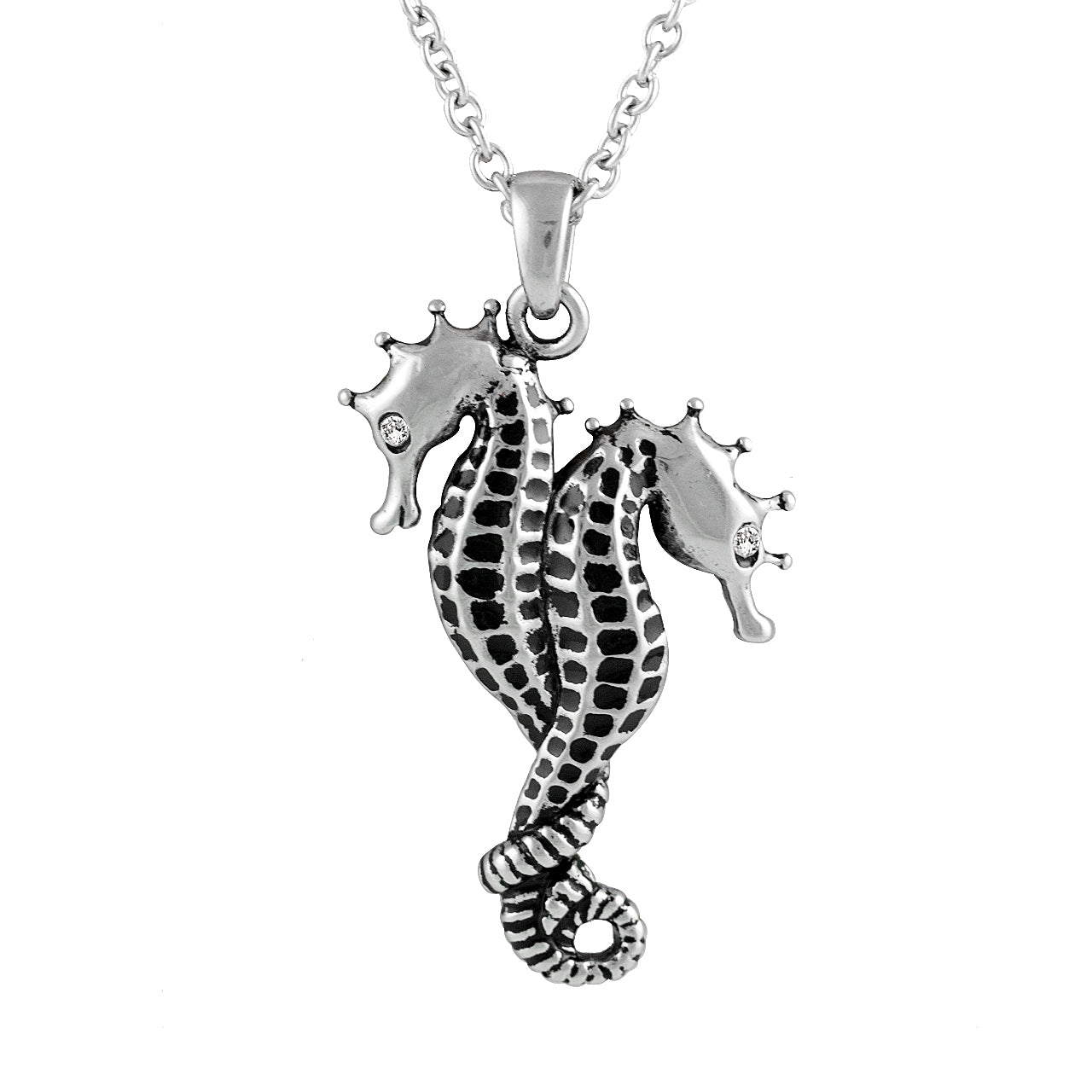 Bonded For Life Crystal Seahorse Pendant Necklace Silver