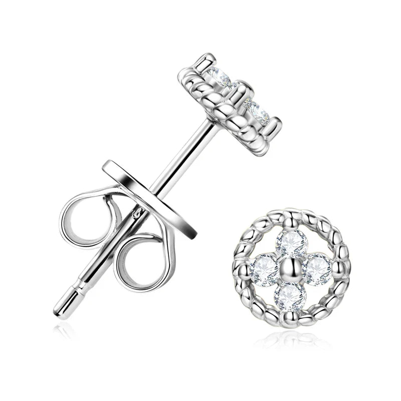 D-Color Moissanite Round Stud Earrings 925 Sterling Silver For Women Party