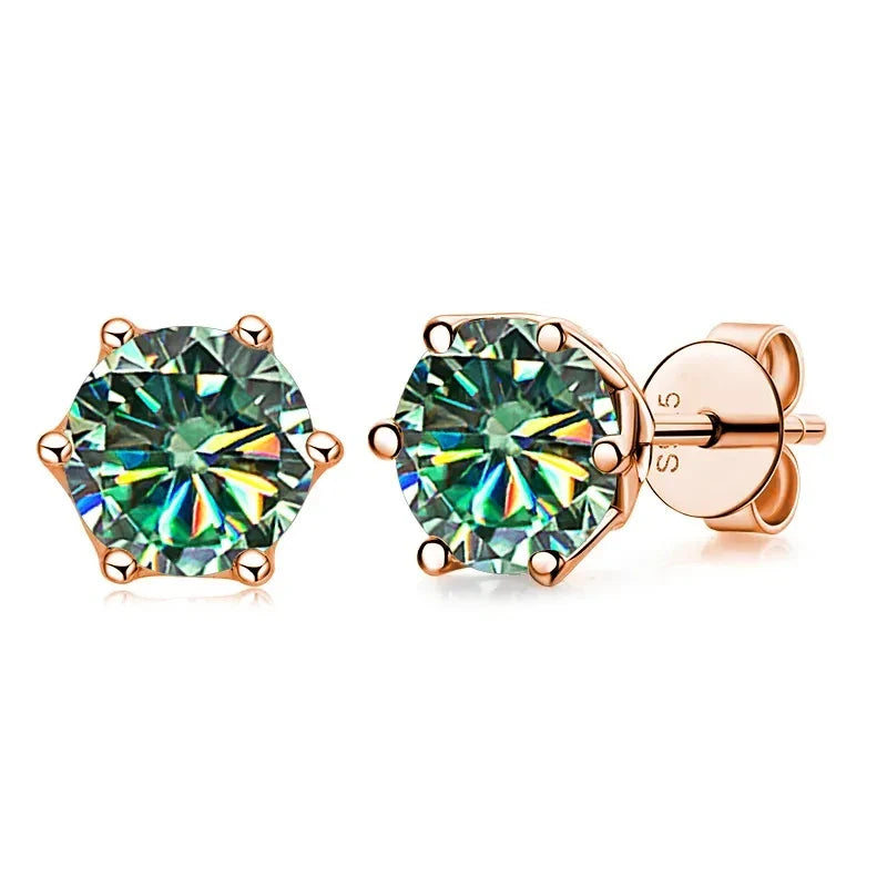 0.5-1ct D Color Moissanite Stud Earrings 925 Sterling Silver Gold Plated