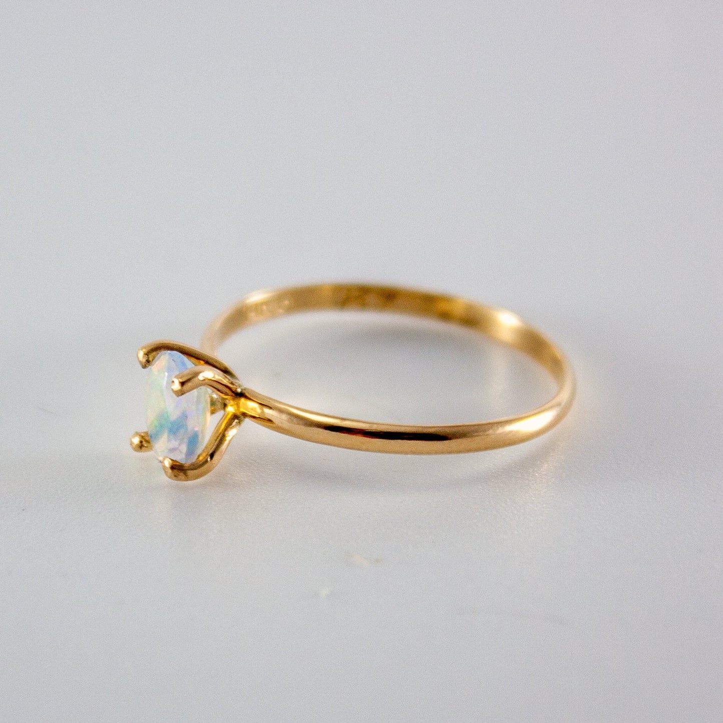 Ethiopian Opal 14K Gold Filled Ring Dainty Solitaire