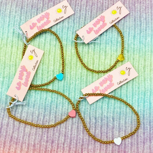 Gold Beaded Heart Bracelet Delicate Minimalist Gift