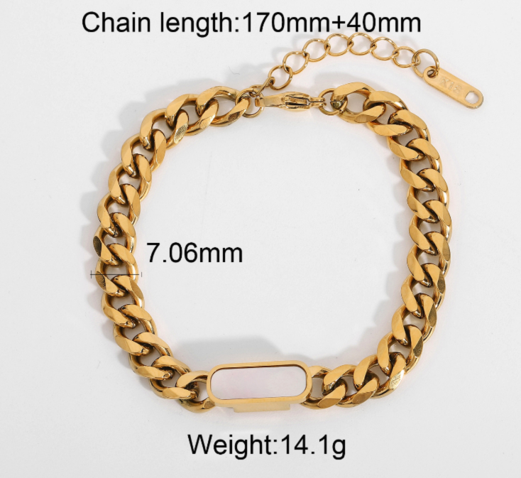 Hayden White Inlay Gold Chain Bracelet For Women Adjustable