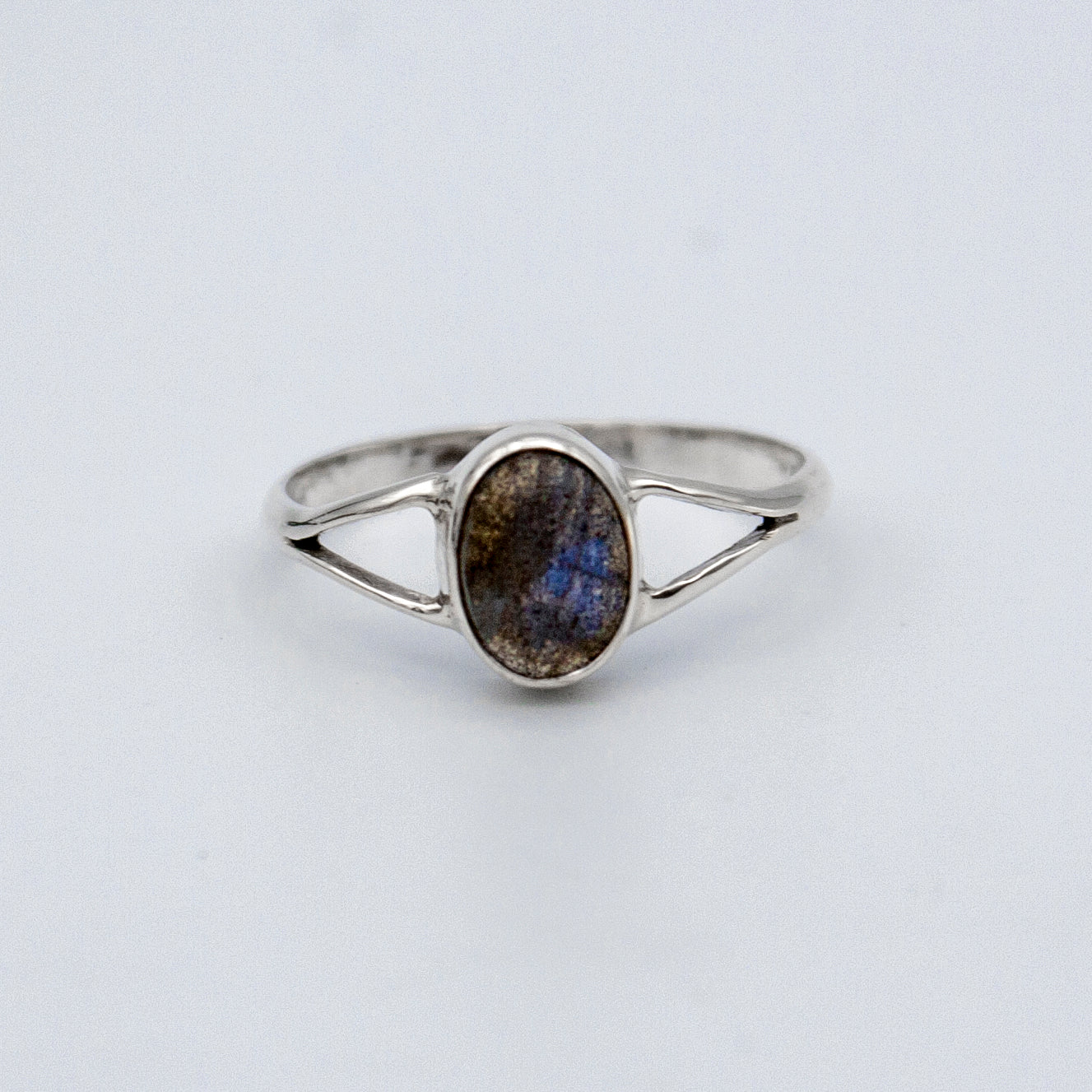 Labradorite Sterling Silver Ring Oval Stone Boho Adjustable