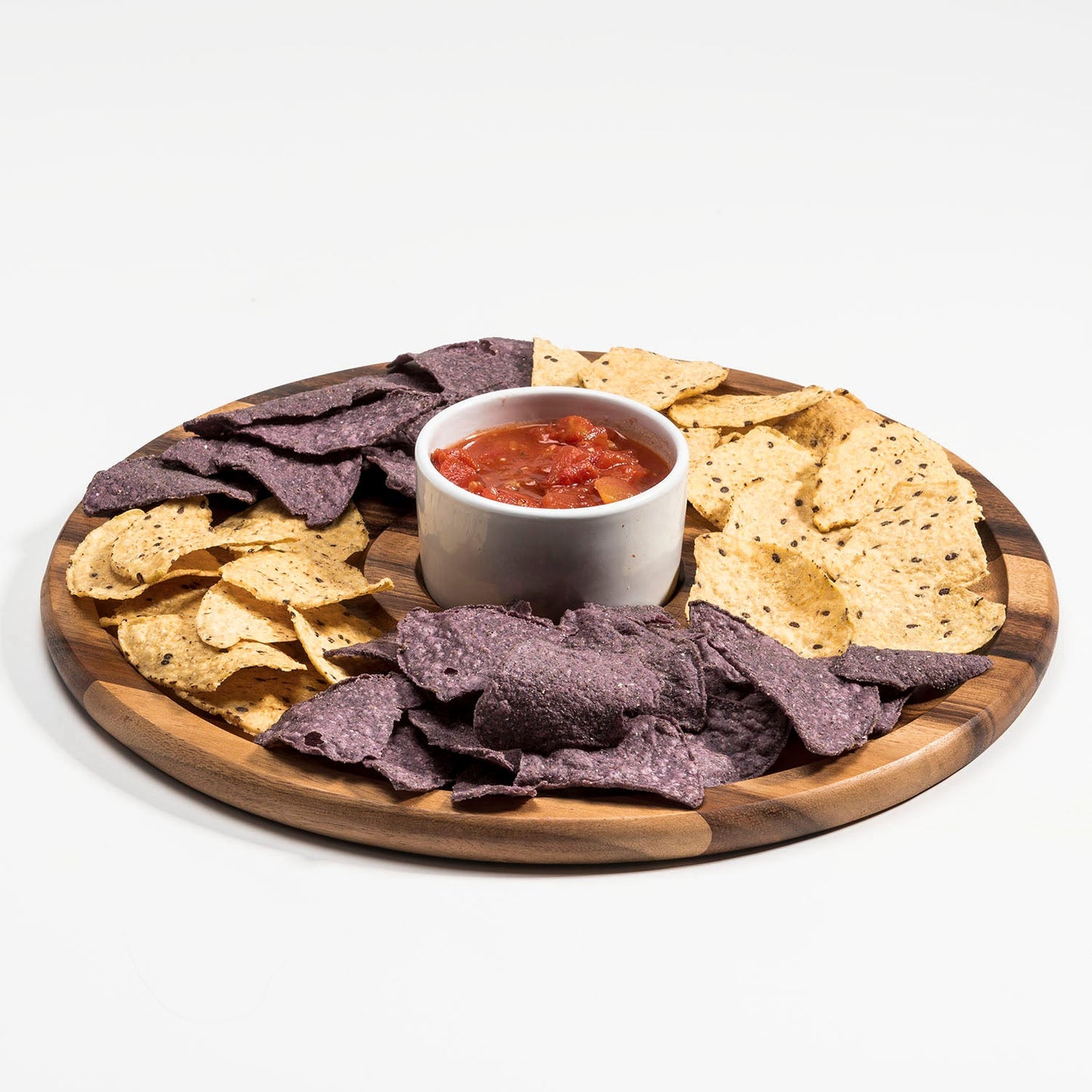 Large Acacia Wood Chip And Dip Serving Tray With Ceramic Bowl Dishwasher Safe