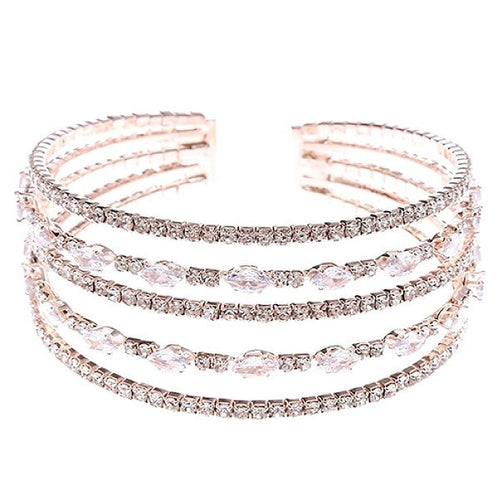 Marquise CZ Wrap Bracelet Gold Plated Multirow Spring Cuff