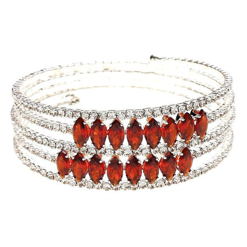 Marquise Rhinestone Crystal Spring Coil Adjustable Bracelet