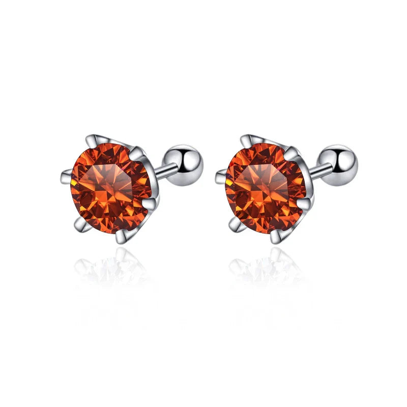Moissanite Screw Stud Earrings 0.5-2ct D Color 925 Sterling Silver Wedding Studs