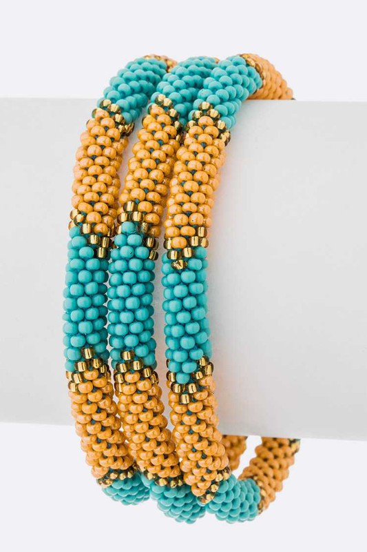 Nepal Roll On Beaded Friendship Bracelets Set Handmade