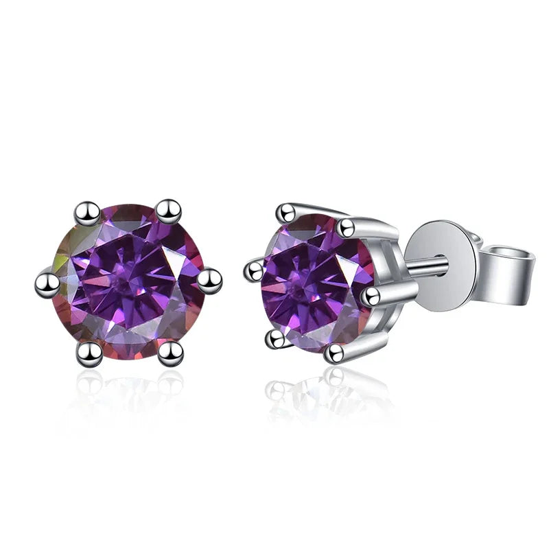 1-2 Carat D Color Moissanite Stud Earrings 925 Sterling Silver Wedding