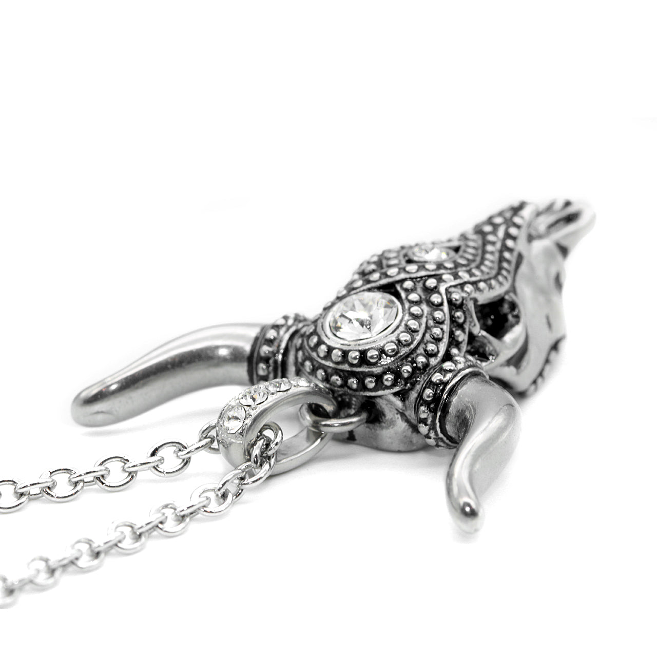 Taurus Bull Skull Necklace Sterling Silver Pendant Chain