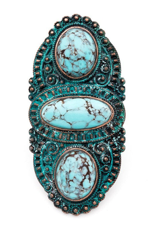 Vintage Oversized Red Stone Stretch Ring Boho Statement