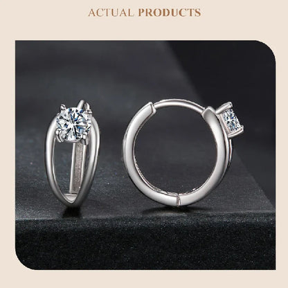 0.3CT Moissanite Double Layer Huggie Hoop Earrings D Color VVS1 Round Cut
