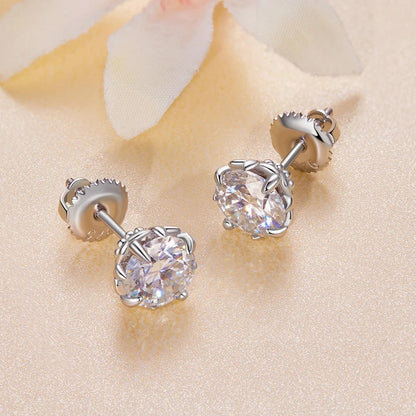 0.5/1ct D Color VVS1 Moissanite Stud Earrings S925 Sterling Screw Back