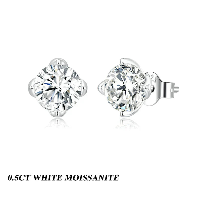 D Color VVS1 1ct Moissanite Stud Earrings 925 Sterling Silver Wedding Gift
