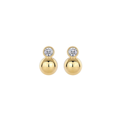0.5ct x2 Moissanite Orb Stud Earrings S925 Sterling Silver 18K Gold Plated