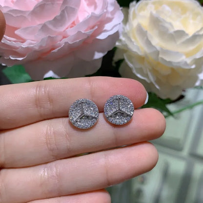 0.8ct Round Star Cut Moissanite D Color Halo Rhodium 925 Sterling Silver Studs