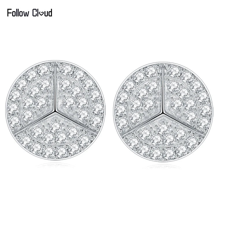 0.8ct Round Star Cut Moissanite D Color Halo Rhodium 925 Sterling Silver Studs