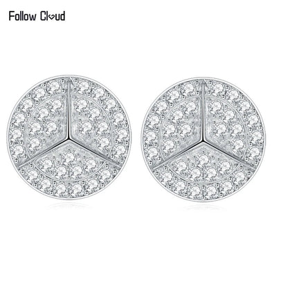 0.8ct Round Star Cut Moissanite D Color Halo Rhodium 925 Sterling Silver Studs