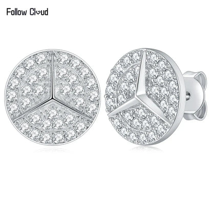 0.8ct Round Star Cut Moissanite D Color Halo Rhodium 925 Sterling Silver Studs