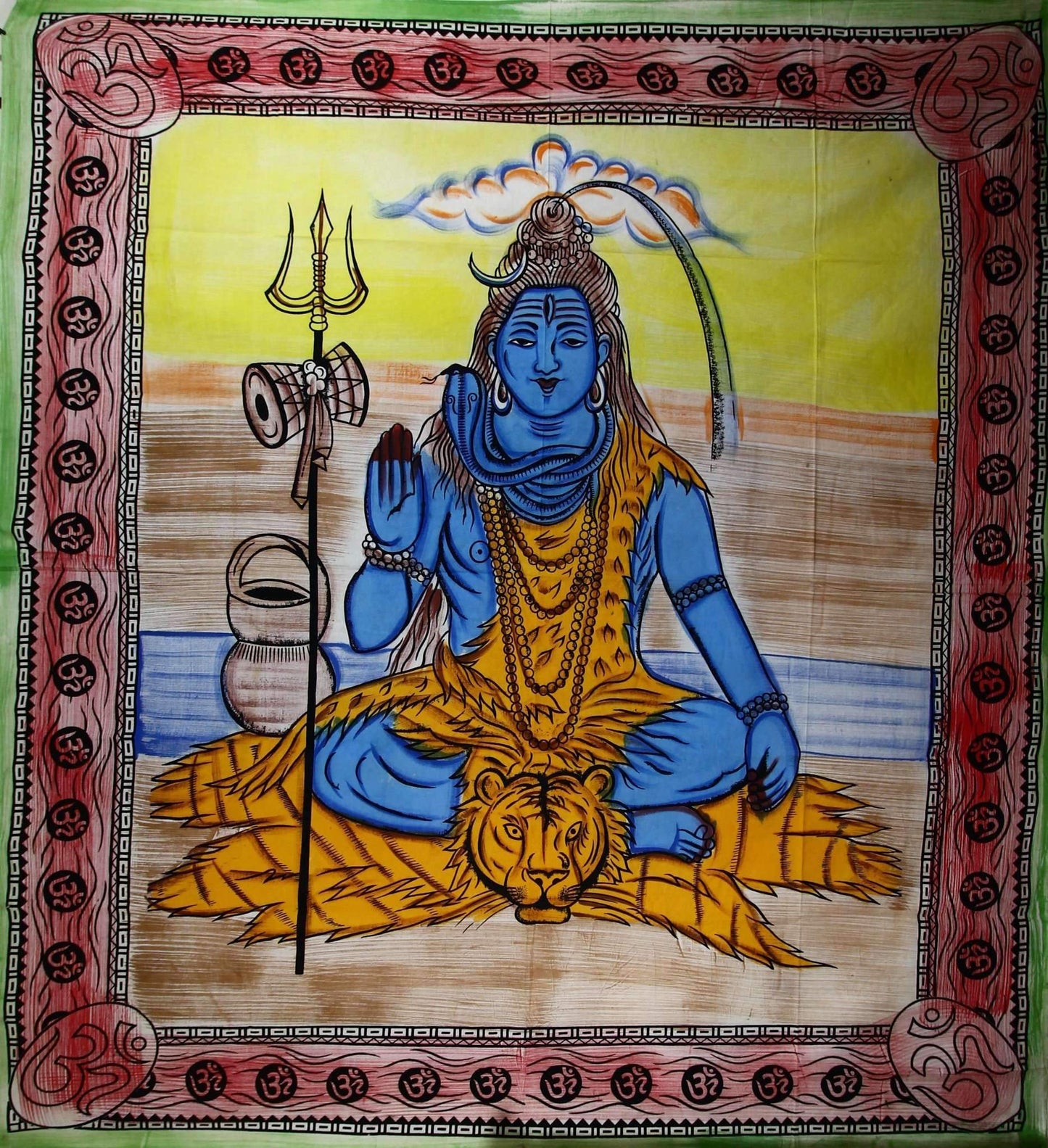 Shiva Third Eye Tapestry With Trishul And Om Wall Art