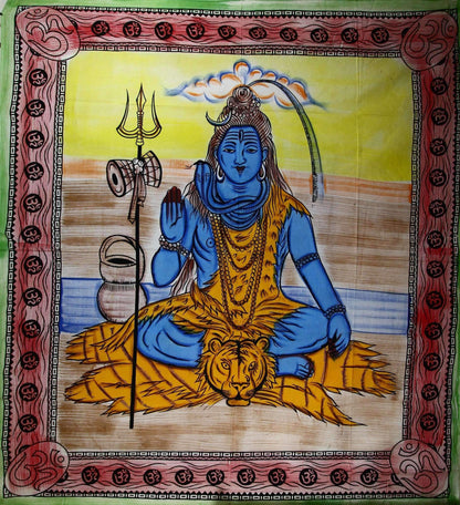 Shiva Third Eye Tapestry With Trishul And Om Wall Art