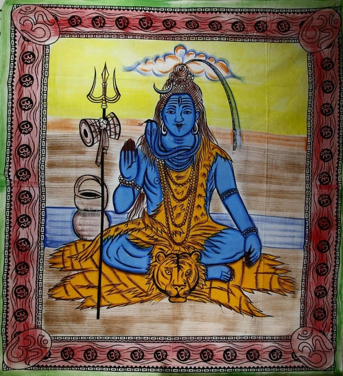 Shiva Third Eye Tapestry With Trishul And Om Wall Art