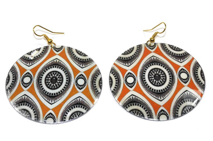 Henna Art Evil Eye Mother Of Pearl 2 Inch Handmade Earrings
