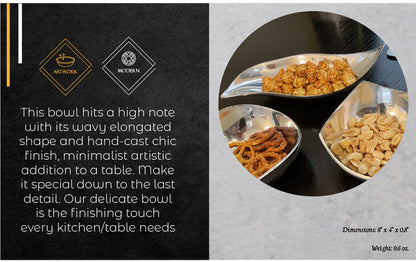 Wavy Recycled Aluminum Snack And Nut Bowl Minimal Design