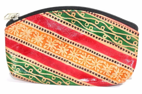 Genuine Leather Coin Purse Handcrafted Embossed Compact