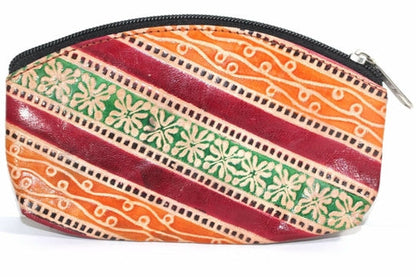 Genuine Leather Coin Purse Handcrafted Embossed Compact