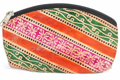 Genuine Leather Coin Purse Handcrafted Embossed Compact