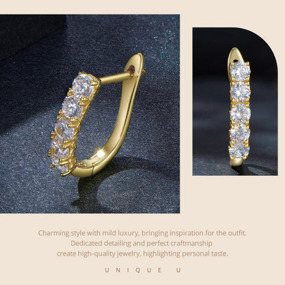 1.0CT Moissanite U-Shaped 925 Sterling Silver Hoop Earrings For Women Gift