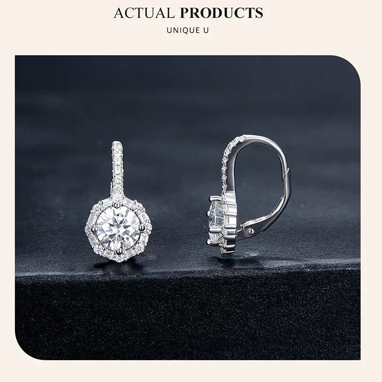 1.0ct Moissanite Hoop Earrings For Women Sterling Silver 925 Sparkling Engagement Wedding Gift