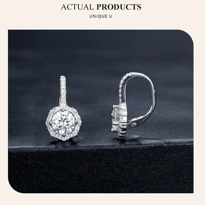 1.0ct Moissanite Hoop Earrings For Women Sterling Silver 925 Sparkling Engagement Wedding Gift