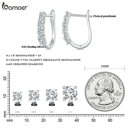 1.0CT Moissanite U-Shaped 925 Sterling Silver Hoop Earrings For Women Gift