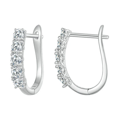 1.0CT Moissanite U-Shaped 925 Sterling Silver Hoop Earrings For Women Gift