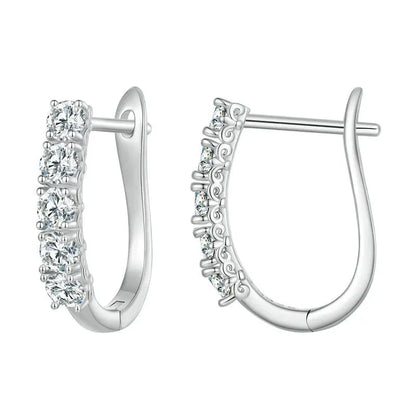 1.0CT Moissanite U-Shaped 925 Sterling Silver Hoop Earrings For Women Gift