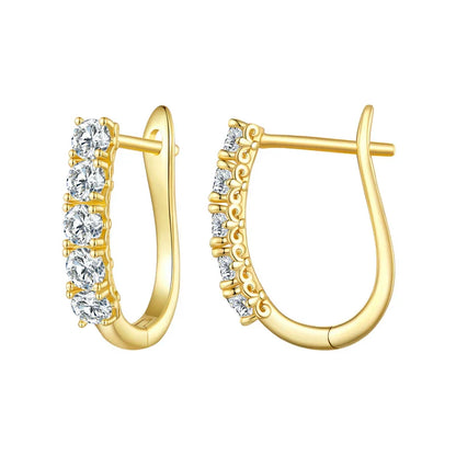 1.0CT Moissanite U-Shaped 925 Sterling Silver Hoop Earrings For Women Gift