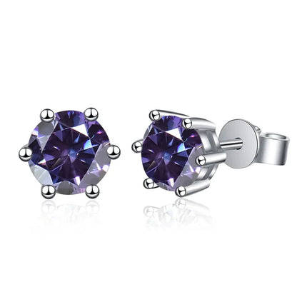 1-2 Carat D Color Moissanite Stud Earrings 925 Sterling Silver Wedding