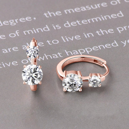 1.30ct D Moissanite Hoop Stud Earrings 925 Sterling Silver Mini Hoops Women