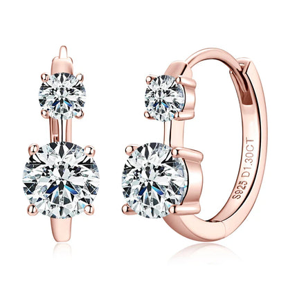1.30ct D Moissanite Hoop Stud Earrings 925 Sterling Silver Mini Hoops Women