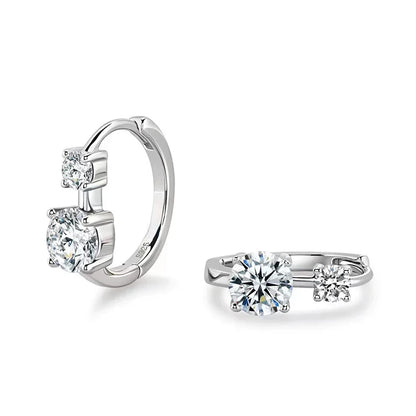 1.30ct D Moissanite Hoop Stud Earrings 925 Sterling Silver Mini Hoops Women