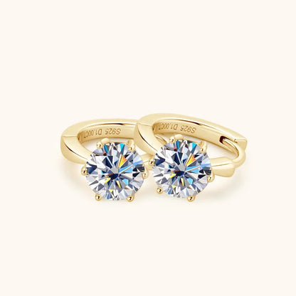 1 Carat Moissanite Stud Earrings 925 Sterling Silver Six-Prong Wedding Gift