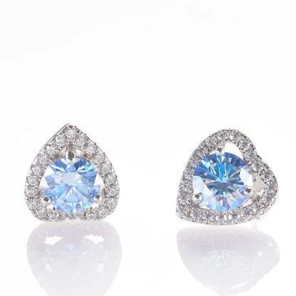 1 Ct 6.5mm Pink Moissanite Heart Stud Earrings 925 Sterling Silver
