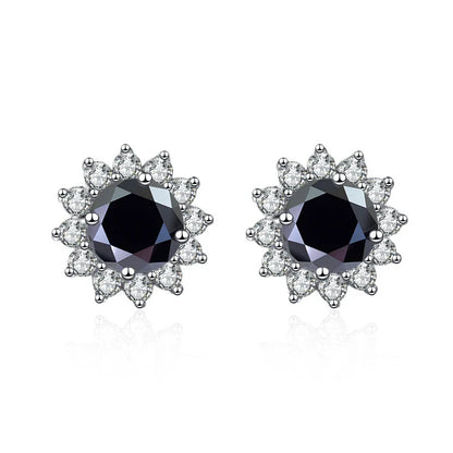 1 Ct D Color Moissanite Earrings 925 Sterling Silver Sunflower Studs For Women Wedding