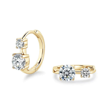 1.30ct D Moissanite Hoop Stud Earrings 925 Sterling Silver Mini Hoops Women