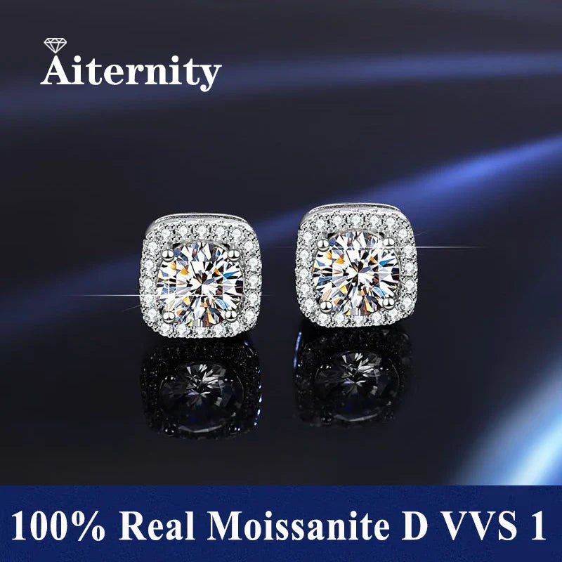 GRA Certified 100% Moissanite Earrings 925 Sterling Silver Studs For Women
